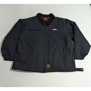 NFL Denver Broncos "DB WORKWEAR" WORKMAN JACKET Large HEAVY CANVAS Blue/Gray